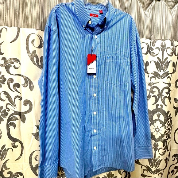 NWT Izod Men's Blue Striped Dress Shirt Size XL - Picture 1 of 3